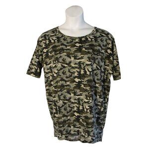 Lularoe M Green Gray Black Camo Knit Irma Shirt Top Tunic Stretch